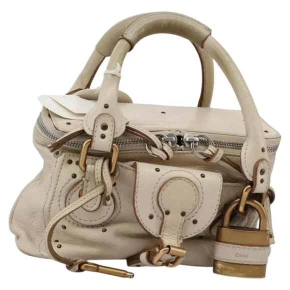 Chloe Paddington Hand Bag Leather Beige Silver - Picture 1 of 15